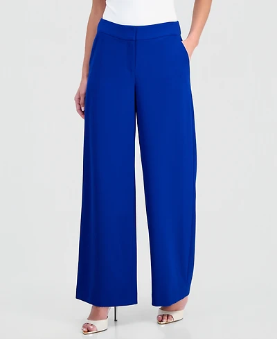 Tahari Asl Petite Mid-Rise Wide-Leg Pants