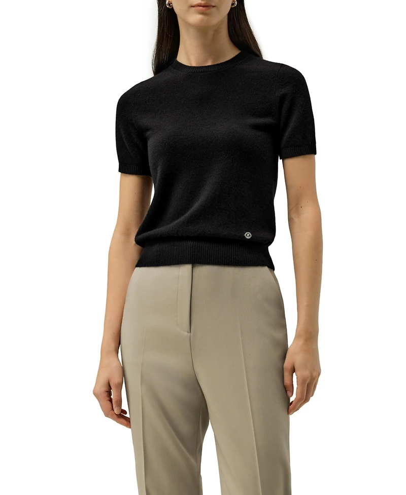 Lilysilk Women's Cashmere Fitted Short Sleeve Top