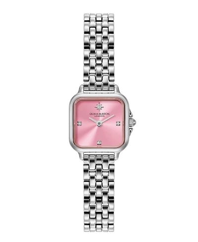 Olivia Burton Women's Mini Grosvenor Silver Tone Stainless Steel Bracelet Watch, 20mm