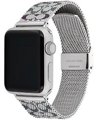 Coach Women's Silver Tone Stainless Steel with Blue and Purple Sig C Mesh Apple Watch, Strap 38mm, 40mm, 41mm