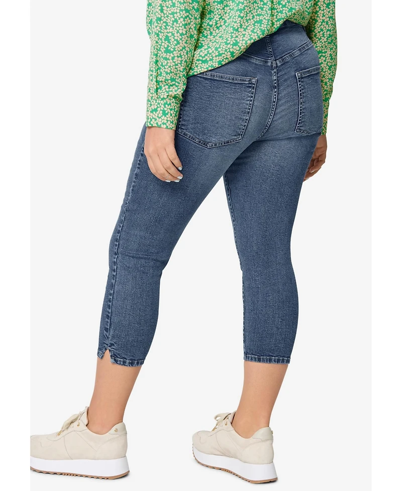 ellos Plus Slim 5-Pocket Stretch Mid-Rise Denim Capri