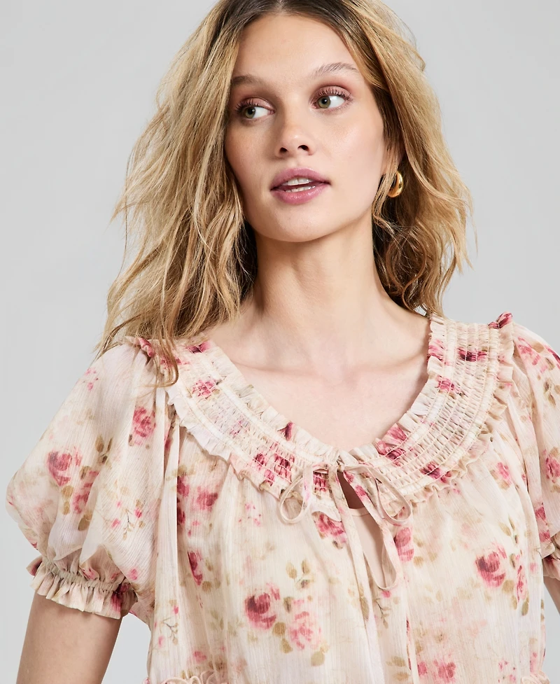 And Now This Women's Ruffled Tie-Neck Top, Macy's Exclusive