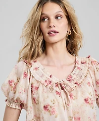 And Now This Women's Ruffled Tie-Neck Top, Macy's Exclusive