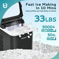 Euhomy 26.5 lbs/24H Nugget Countertop Ice Maker in Black with Auto-Cleaning and 1.5 lbs Ice Storage Capacity