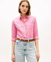 Tommy Hilfiger Women's Gingham Print Roll-Tab Shirt