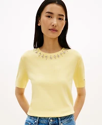 Tommy Hilfiger Women's Ribbed Bling T-Shirt