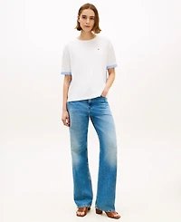 Tommy Hilfiger Women's Rib Mixed Media Back Short-Sleeve T-Shirt