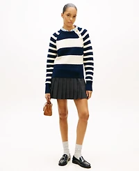 Tommy Hilfiger Women's Gold-Tone Button Utility Crewneck Sweater