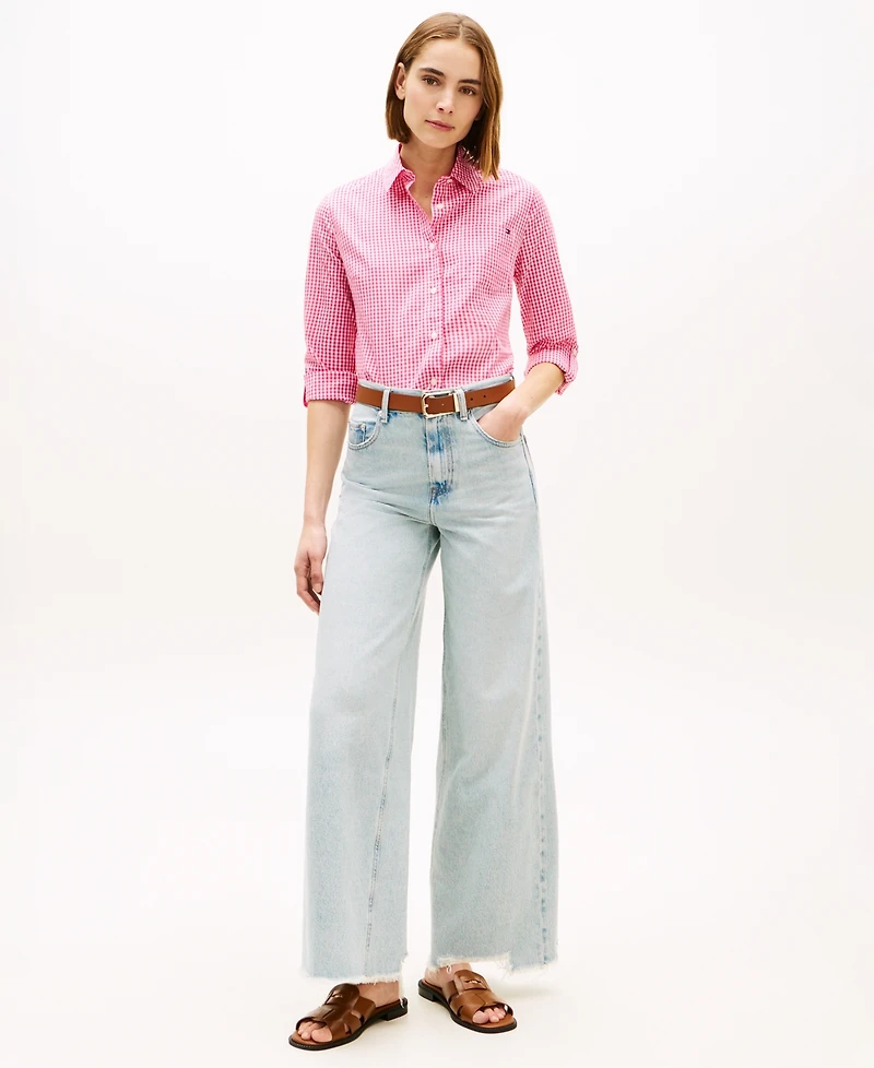 Tommy Hilfiger Women's Gingham Print Roll-Tab Shirt