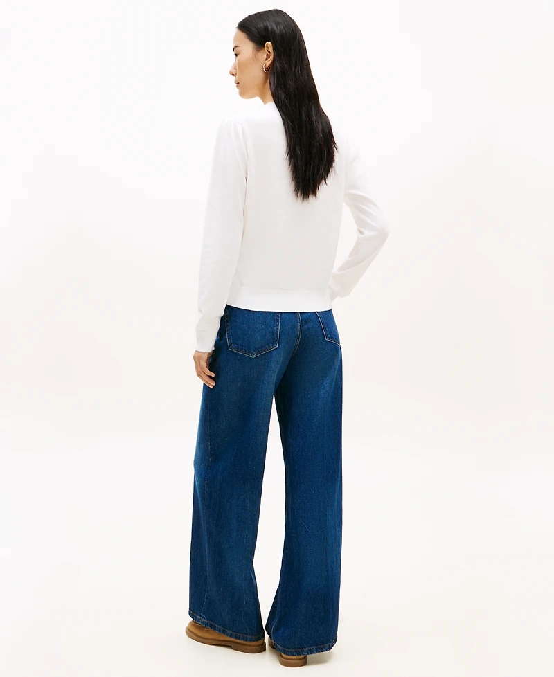 Tommy Hilfiger Women's Jacquard All-Over Floral Print Crewneck Sweater