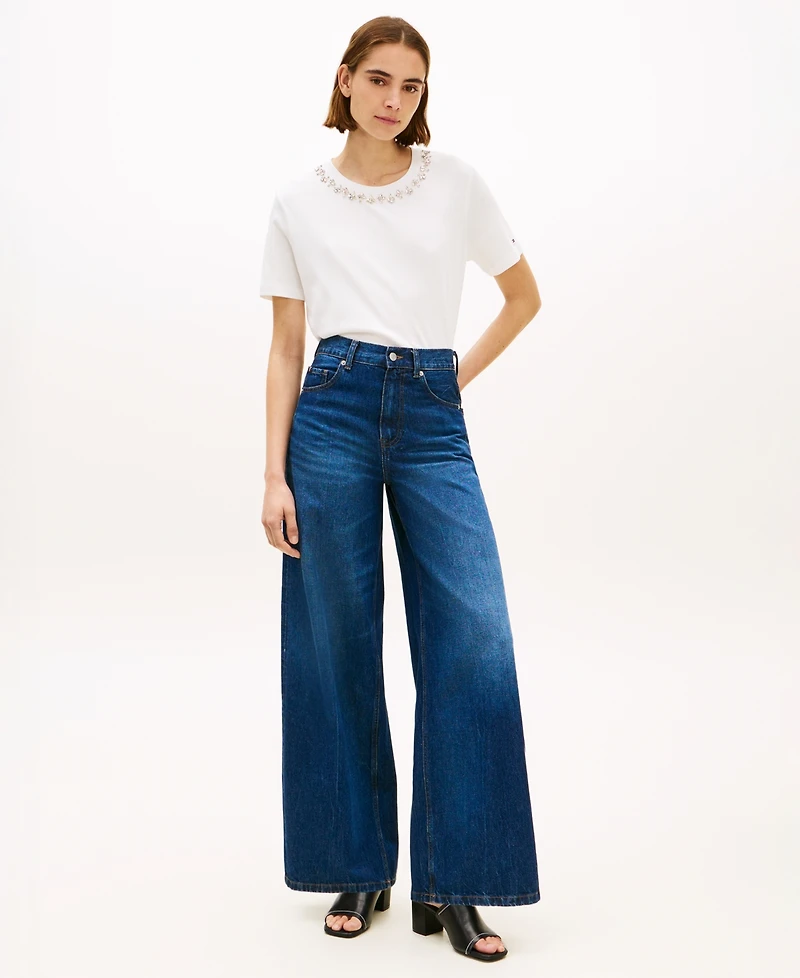 Tommy Hilfiger Women's Ribbed Bling T-Shirt