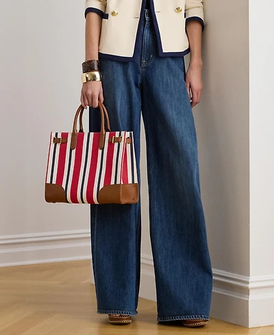 Lauren Ralph Lauren Striped Canvas Small Devyn Tote Bag