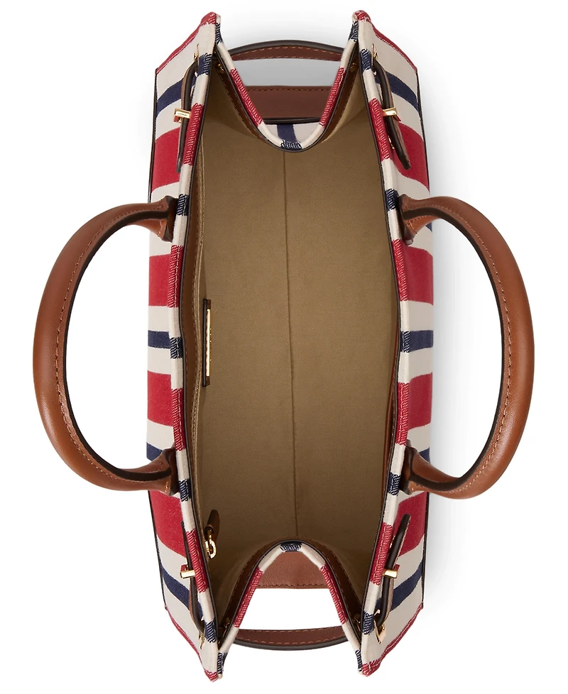 Lauren Ralph Lauren Striped Canvas Small Devyn Tote Bag
