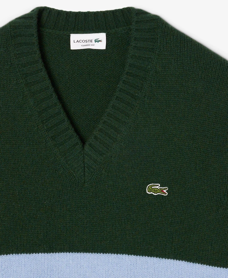 Lacoste Men's Striped V-Neck Sweater