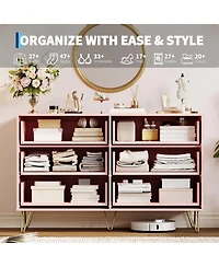 Gaomon 47" Wide Modern Fluted 6-Drawer Wooden Bedroom Dresser
