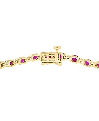 Effy Collection Ruby (6-1/3 ct. t.w.) & Diamond (1/20 ct. t.w.) Bracelet in 14k Yellow Gold Over Sterling Silver