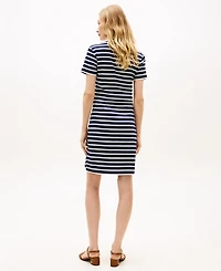 Tommy Hilfiger Women's Ribbed Stripe V-Neck T-Shirt Dress
