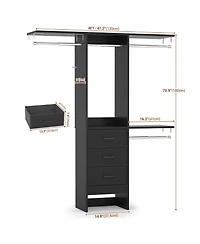 Aheaplus 4FT Small Closet Organizer with Fabric Drawers