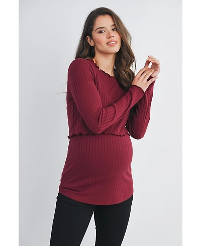 Hello Miz Maternity Long Sleeve Ribbed Double Layer Nursing Top