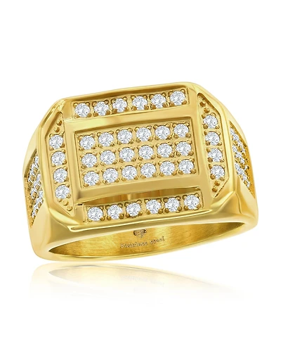 Stainless Steel, Cz Ring - Gold Plated