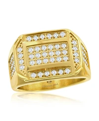 Stainless Steel, Cz Ring - Gold Plated