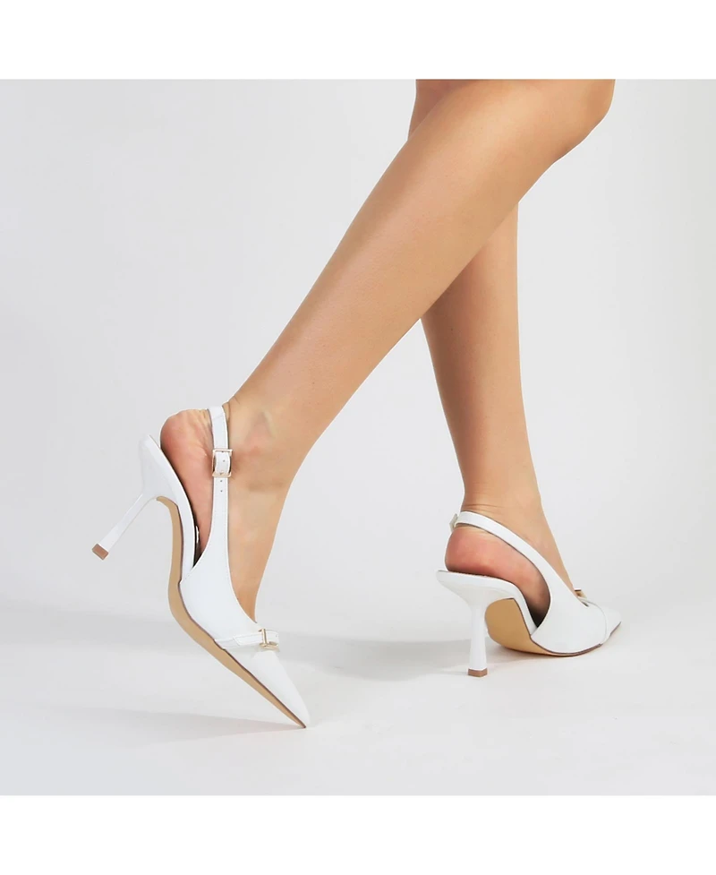 Berness Women's Coraline Slingback Heels with Ornamental Buckle