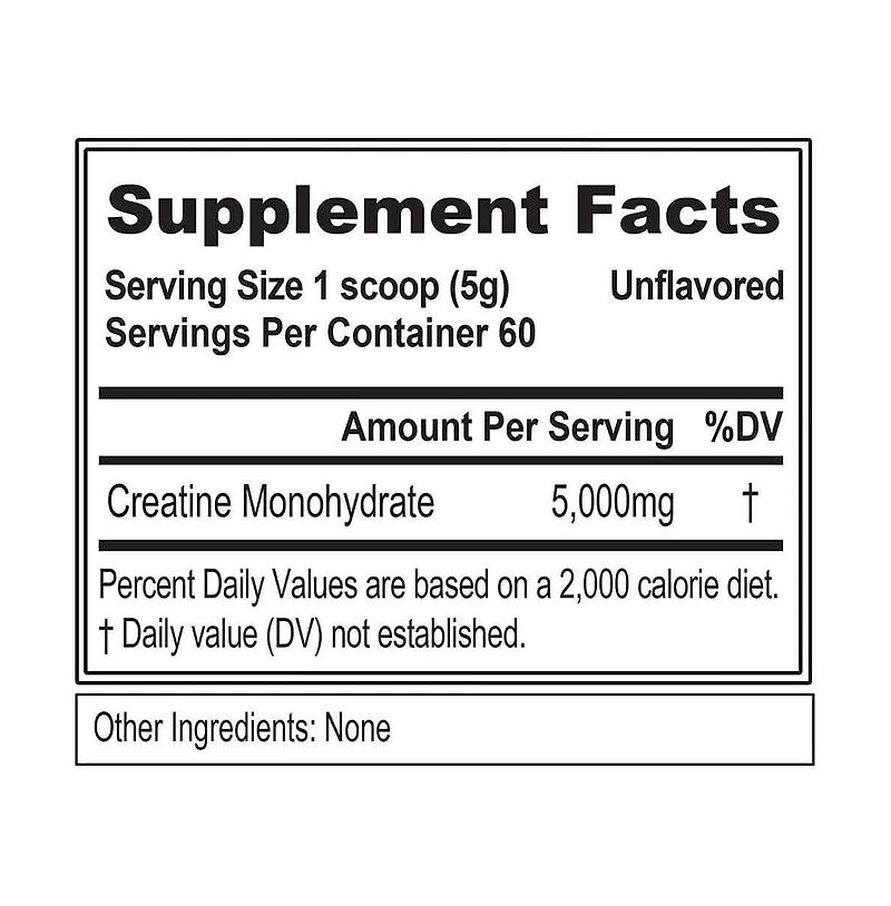 Creatine5000 5 Grams of Pure Creatine Monohydrate in Each Serving Unflavored Powder