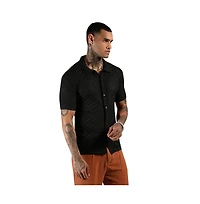 Campus Sutra Men's Tilted-Knit Shirt