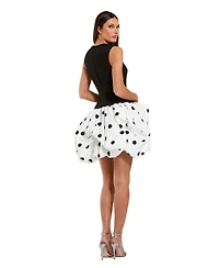 Mac Duggal Women's Sleeveless Crepe Mini Dress With Polka Dot Skirt
