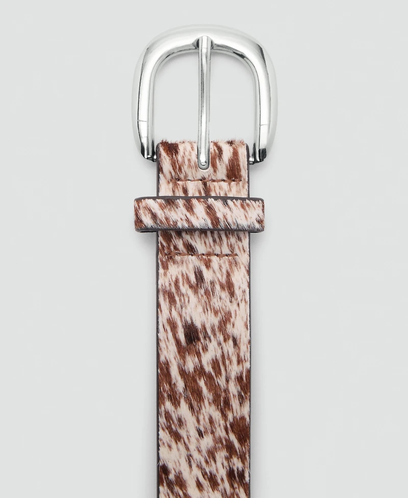 Mango Women's Leather Fur Belt