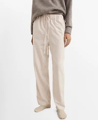 Mango Women's Woven Striped Flannel Pants
