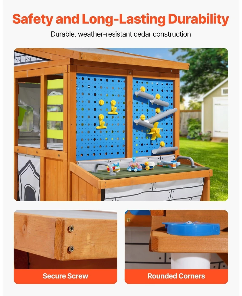 Mecale Cedar Wooden Kids Playhouse, Bird Nest, Doorbell, Storage Pocket, Windowsill, Gravity Wall Set, Ages 3-10