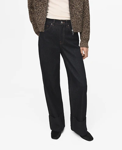 Mango Women's Turned-Up Straight Jeans