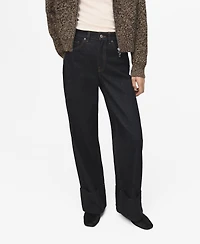 Mango Women's Turned-Up Straight Jeans