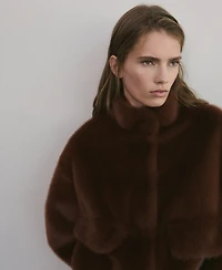 Mango Women's Pockets Faux-Fur Jacket