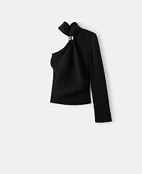 Mango Women's Metallic Detail Asymmetrical Blouse