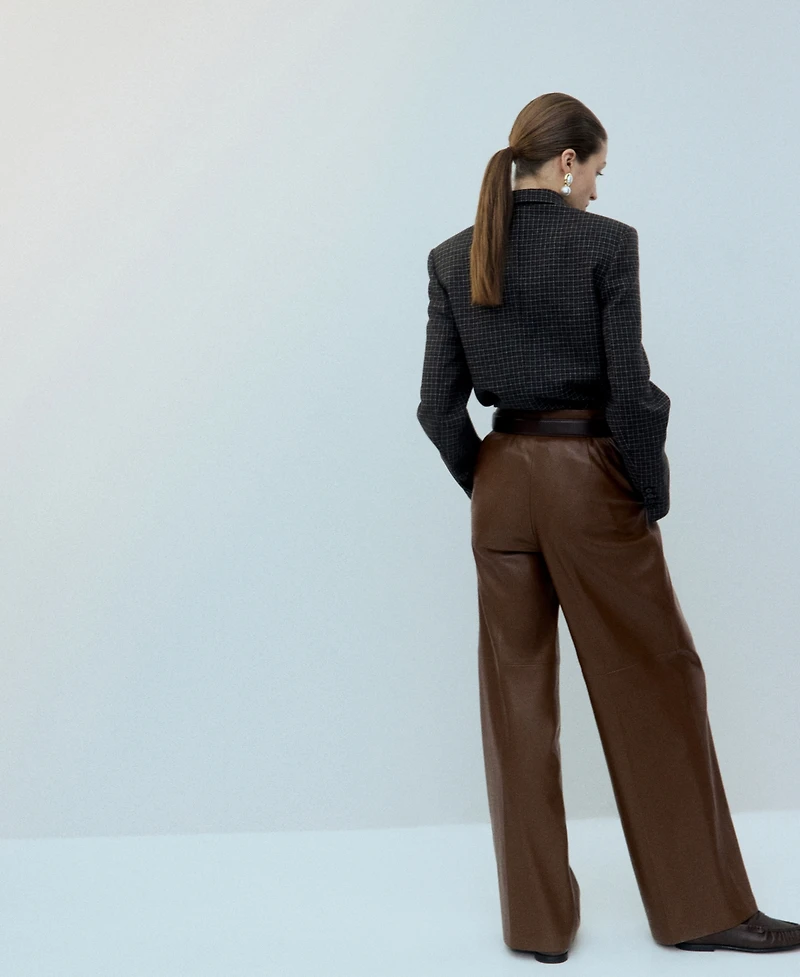 Mango Women's Wide-Leg Faux-Leather Pants