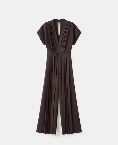 Mango Women's Belt Pleated Jumpsuit