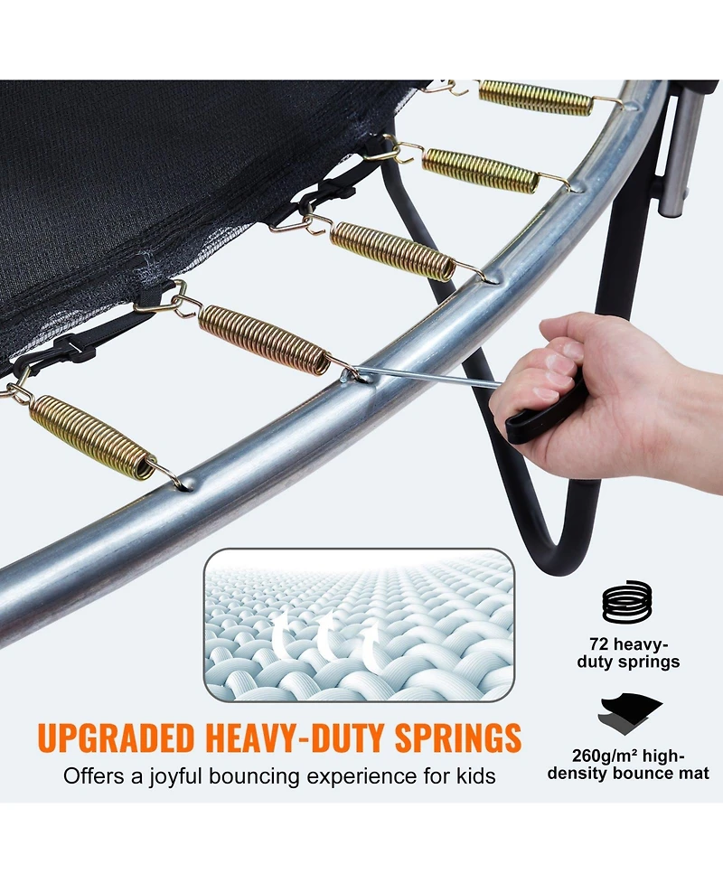 Mecale Trampoline, 12 ft, 400-Lb Capacity, Enclosure Net, Ladder & Curved Poles, Jumping Mat & Spring Pad, Outdoor