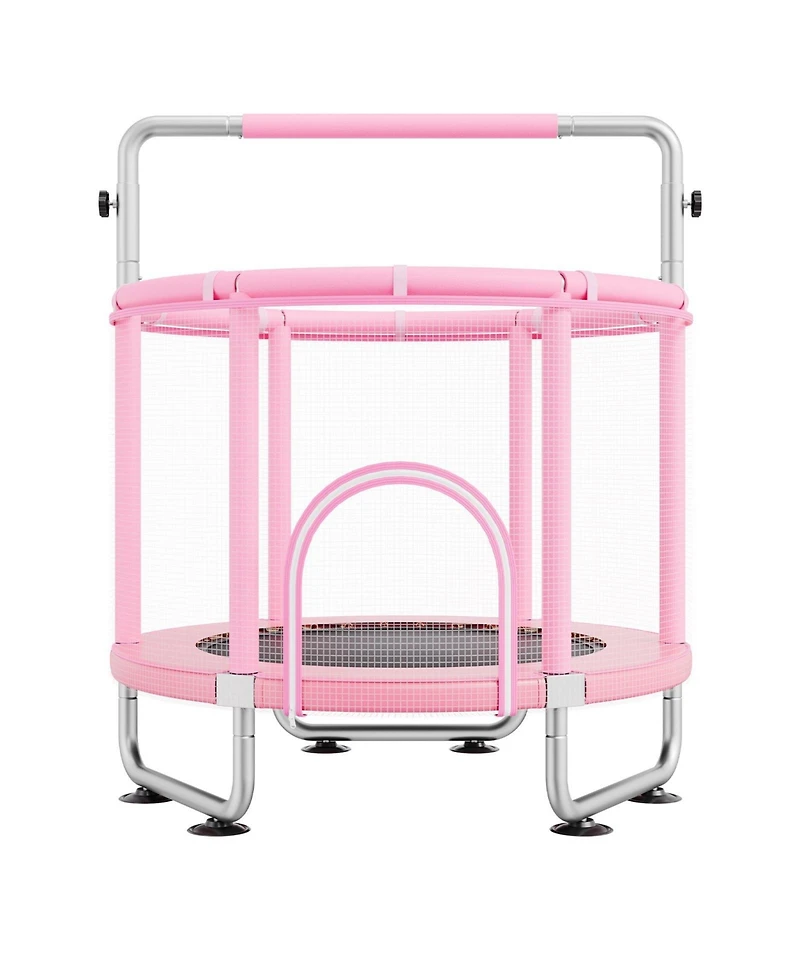 Mecale Kids Trampoline, 55", Indoor/Outdoor w/ Enclosure Net & Basketball Hoop, for Ages 3