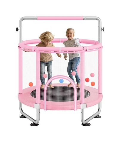 Mecale Kids Trampoline, 55", Indoor/Outdoor w/ Enclosure Net & Basketball Hoop, for Ages 3