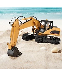 Slickblue Remote Control Excavator Toy, 15 Channel, 3 in 1 Remote Control Digger with Metal Shovel, 1:14 Scale Rc Excavator