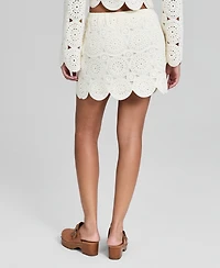 And Now This Women's Crochet Scallop-Trim Mini Skirt, Macy's Exclusive