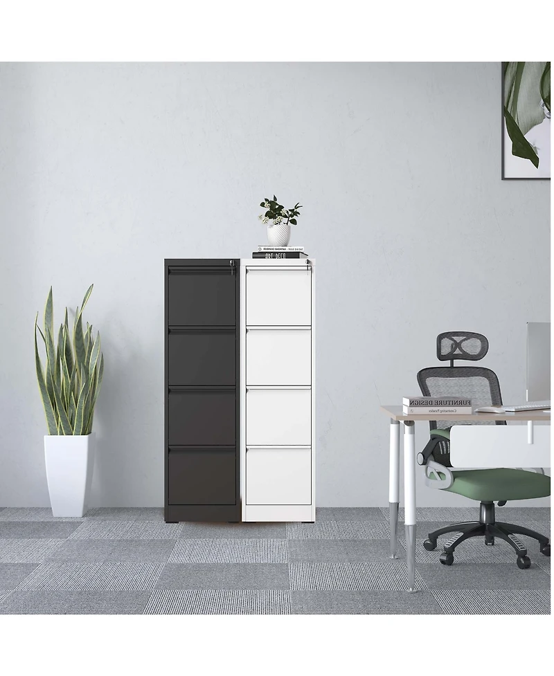 Boyel Living 4 Drawer Metal Vertical File Cabinet with Lock Office Home Steel Vertical File Cabinet for A4 Legal/Letter Size
