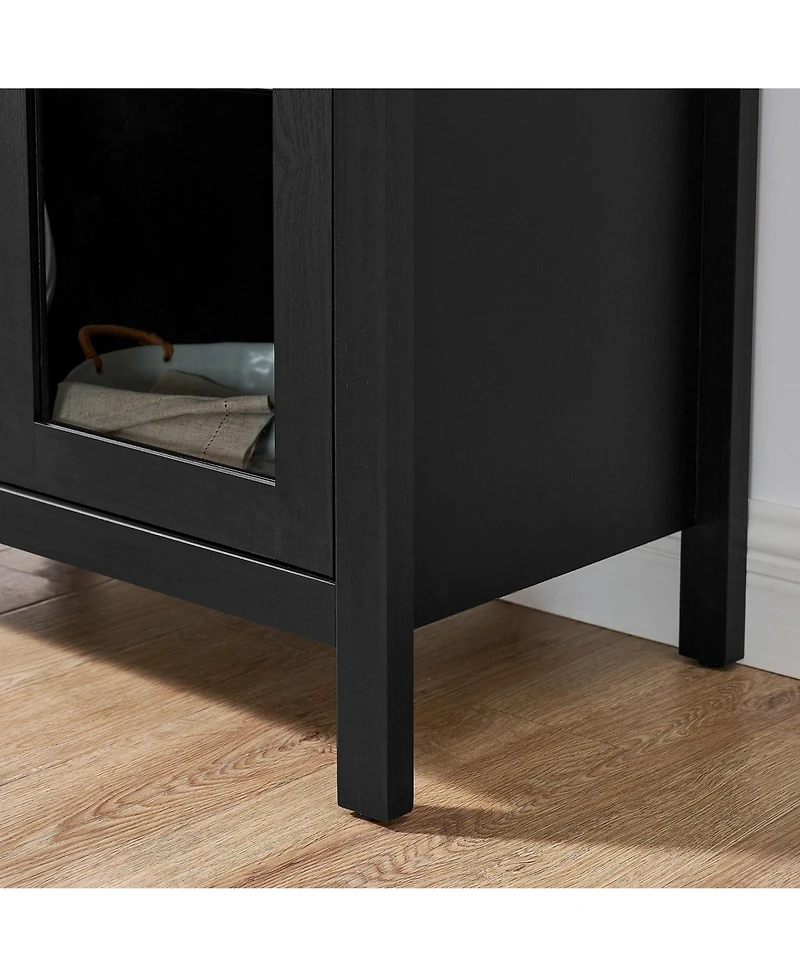 Boyel Living High Arched Storage Cabinet with Adjustable Glass Partitions and Led Lamp for Multi-Functional Use Kitchens, rooms