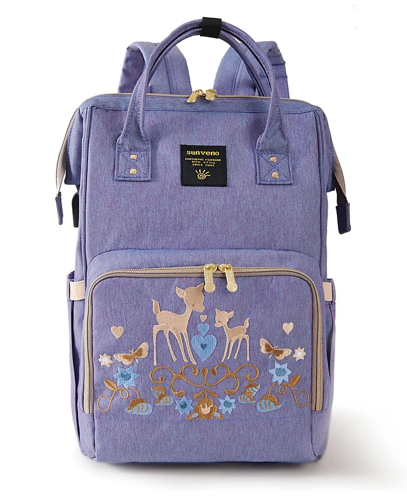 Sunveno Embroidered Backpack Diaper Bag Large Travel Backpack