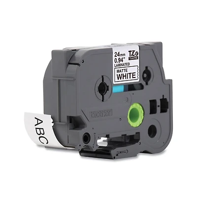 Brother TZEM251 0.94 in. x 26.2 ft. TZe Premium Laminated Tape - Black on White