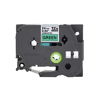Brother P-Touch TZE751CS 0.94 in. x 26.2 ft. TZe Laminated Removable Label Tapes - Black on Green