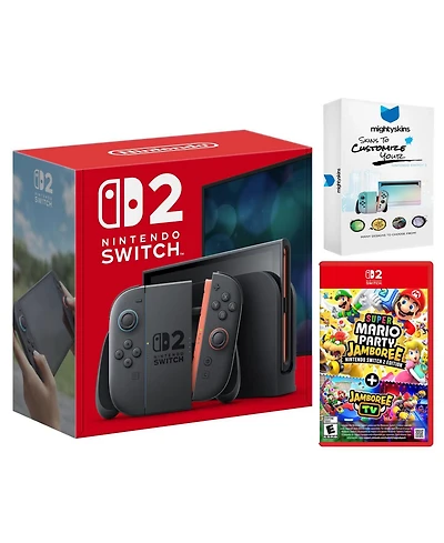 Nintendo Switch 2 Video Game Console with Super Mario Party Jamboree and MightySkins Code Bundle