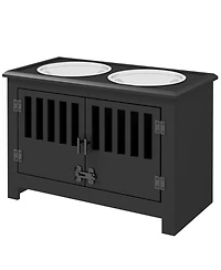 Aostirmotor 23.5 in. Wide Dog Bowls with Food Storage Cabinet